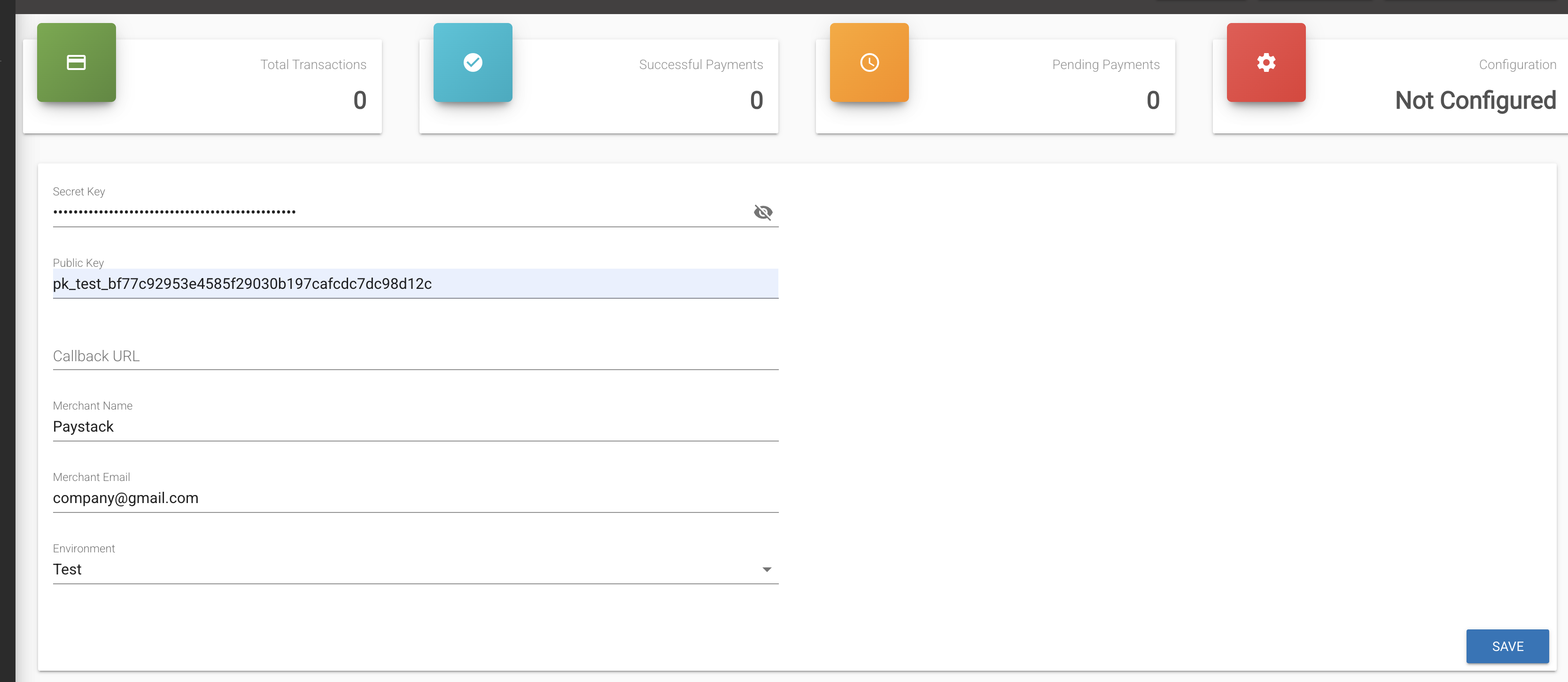 Paystack Credentials Configuration