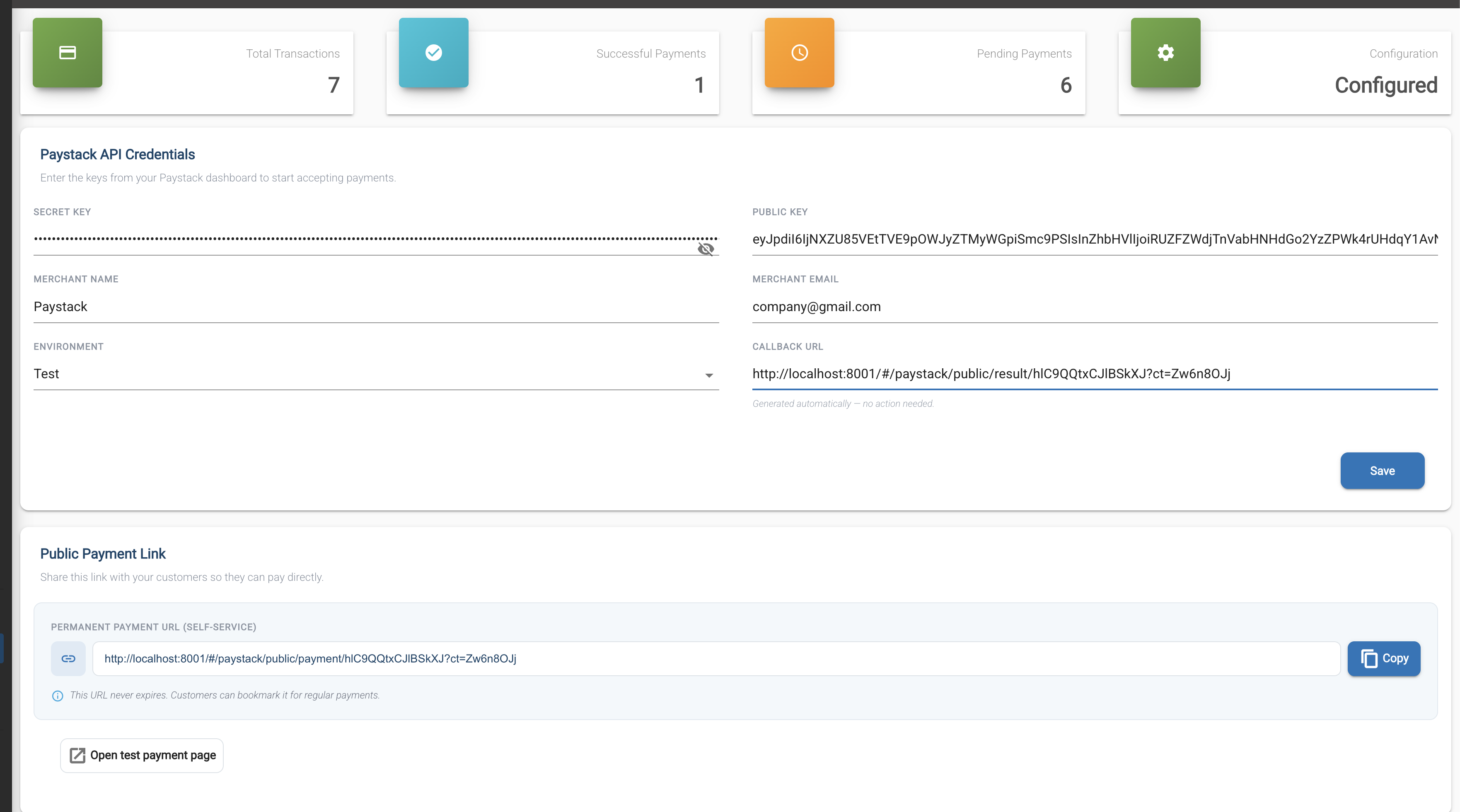 Paystack Credentials Configuration