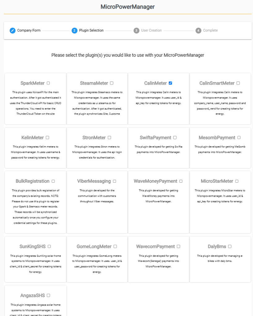 Plugin Selection Overview