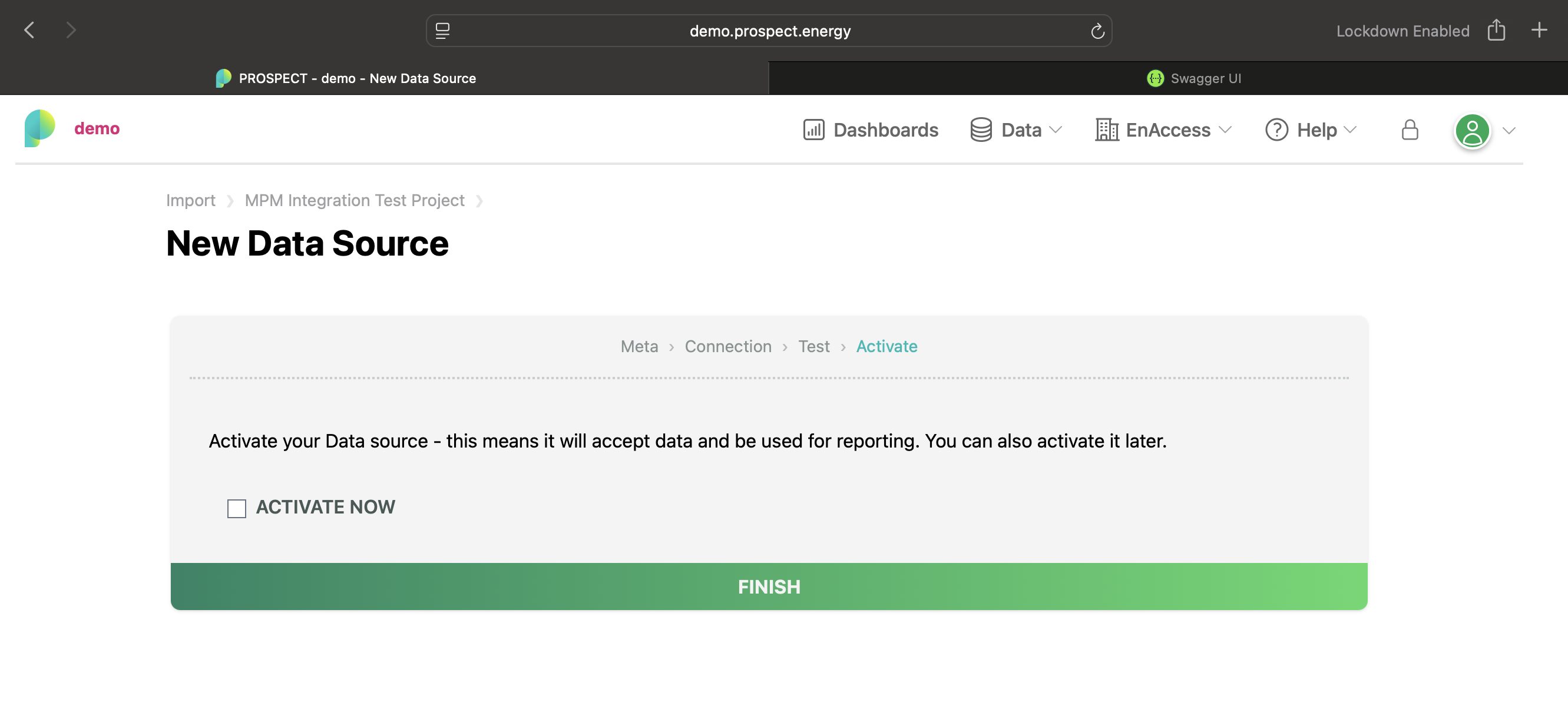 Data Source Activation