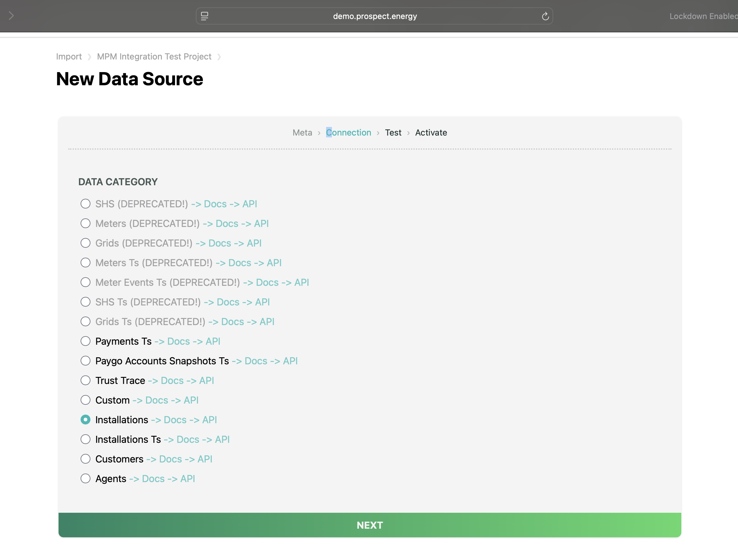 Connection Type Selection
