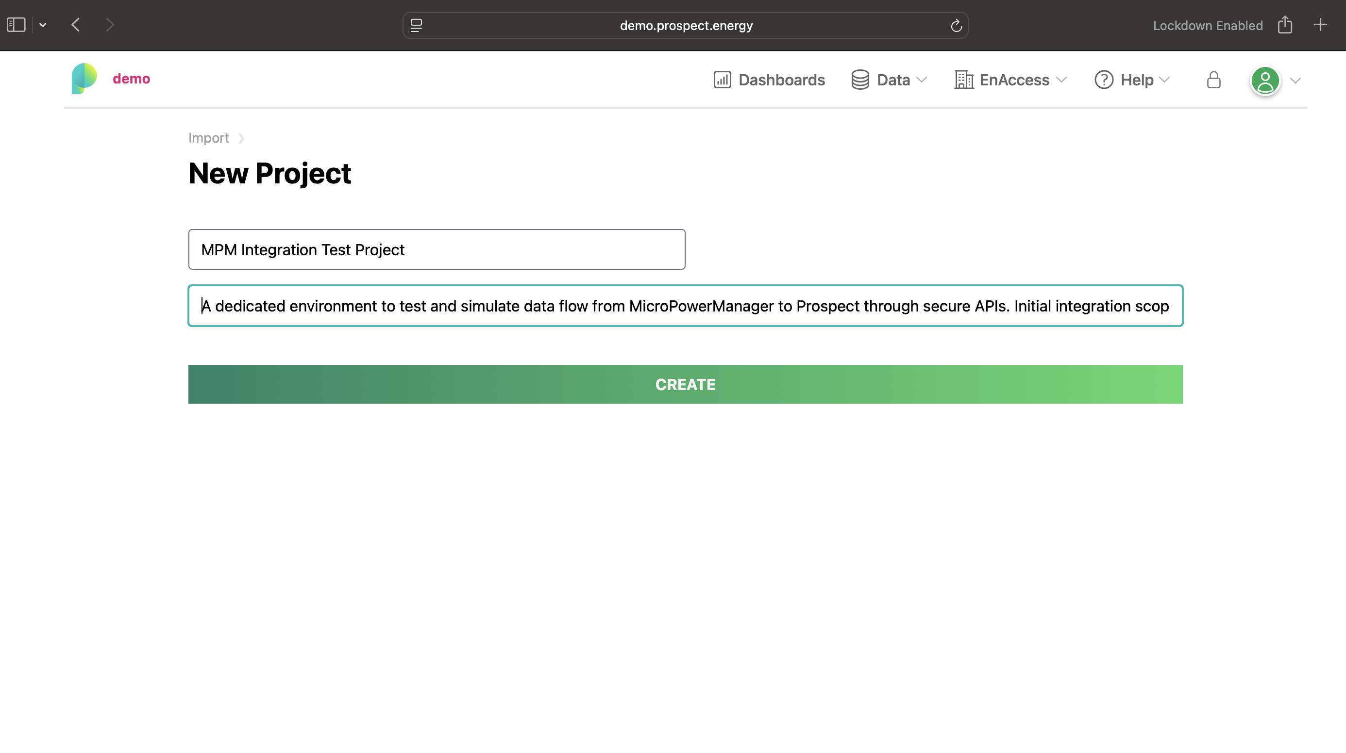 New Project Creation