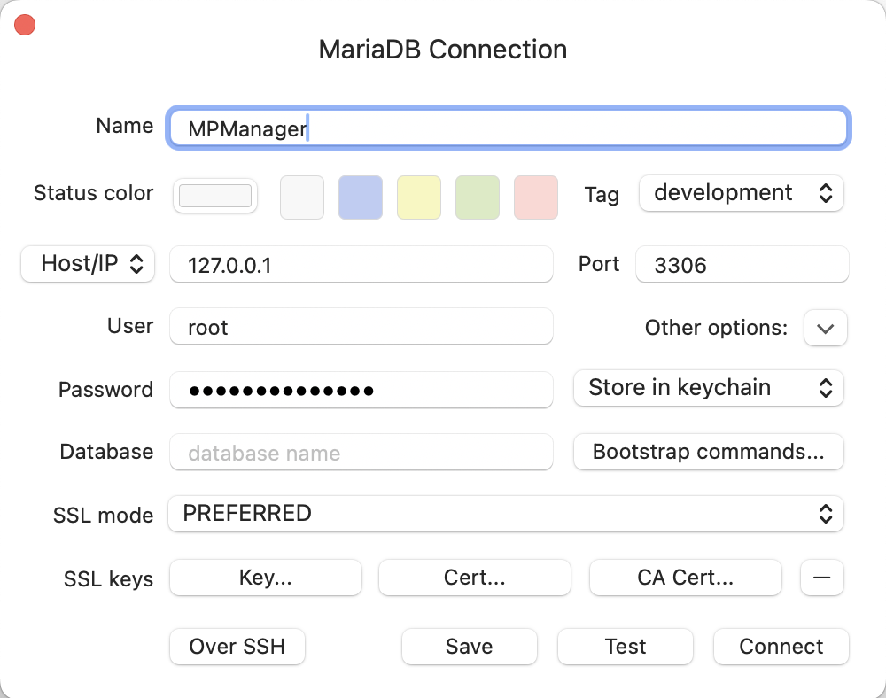 SQL Editor database connection